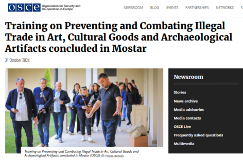 OSCE.ORG: Training on Preventing and Combating Illegal Trade in Art, Cultural Goods and Archaeological Artifacts concluded in Mostar